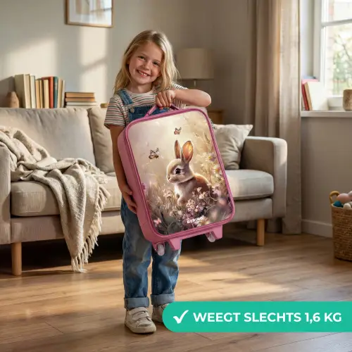 Bloemen - Bruin - Konijntje - Vlinder Kinderkoffer - Roze klein -sfeer2_NL