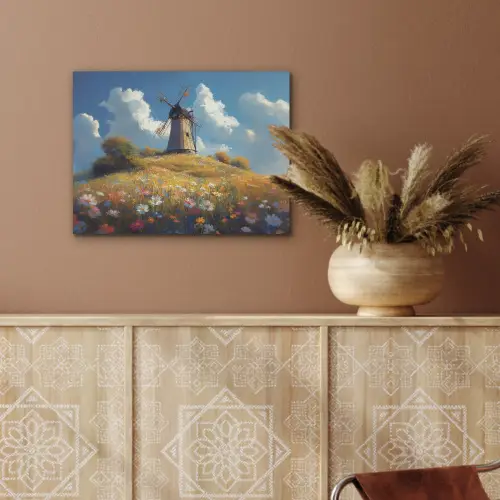 Windmolen - Heuvel - Bloemen - Kleurrijk PET vilt klein -sfeer4