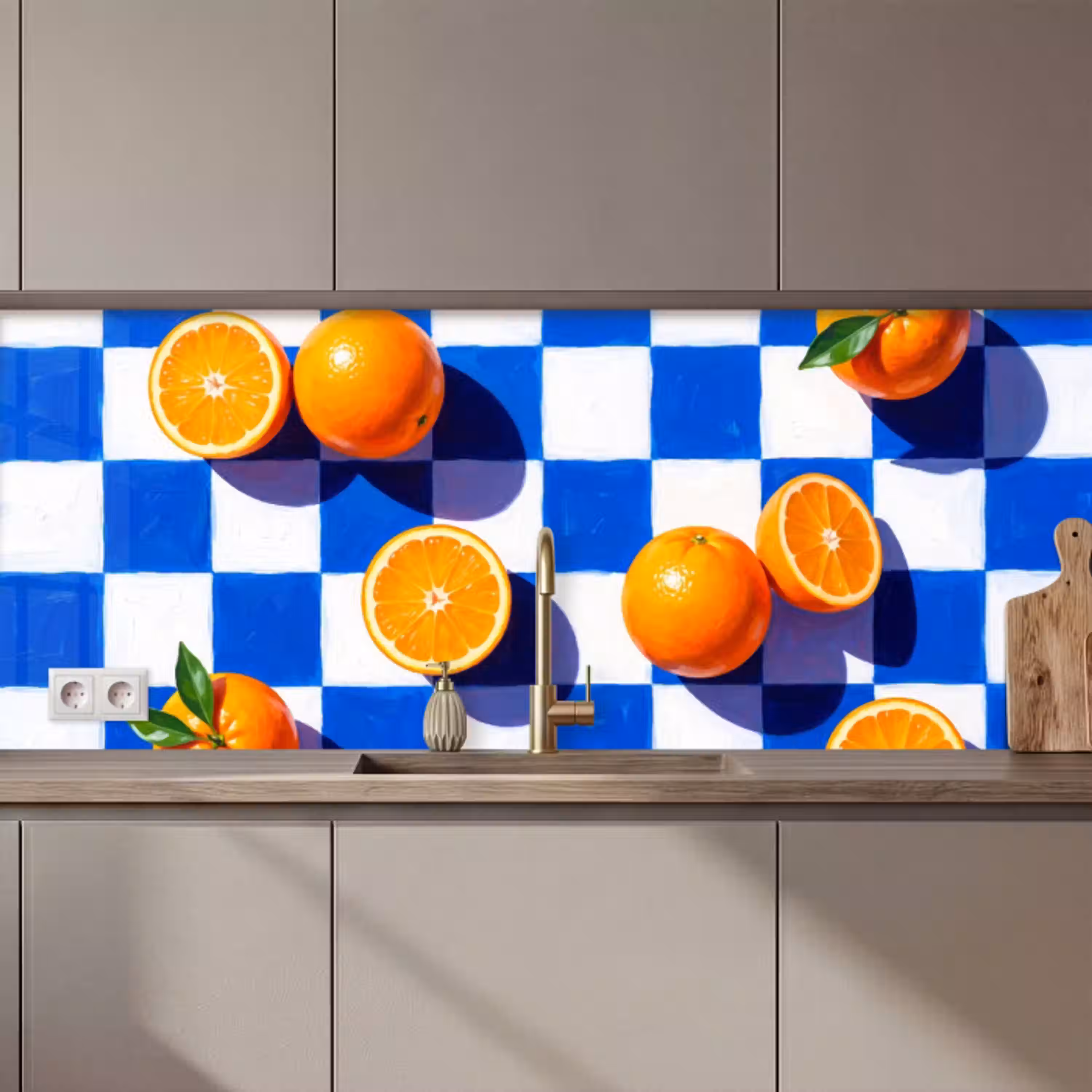Sinaasappel - Geruit - Eten keuken achterwand 2 middel zz_3dshopping