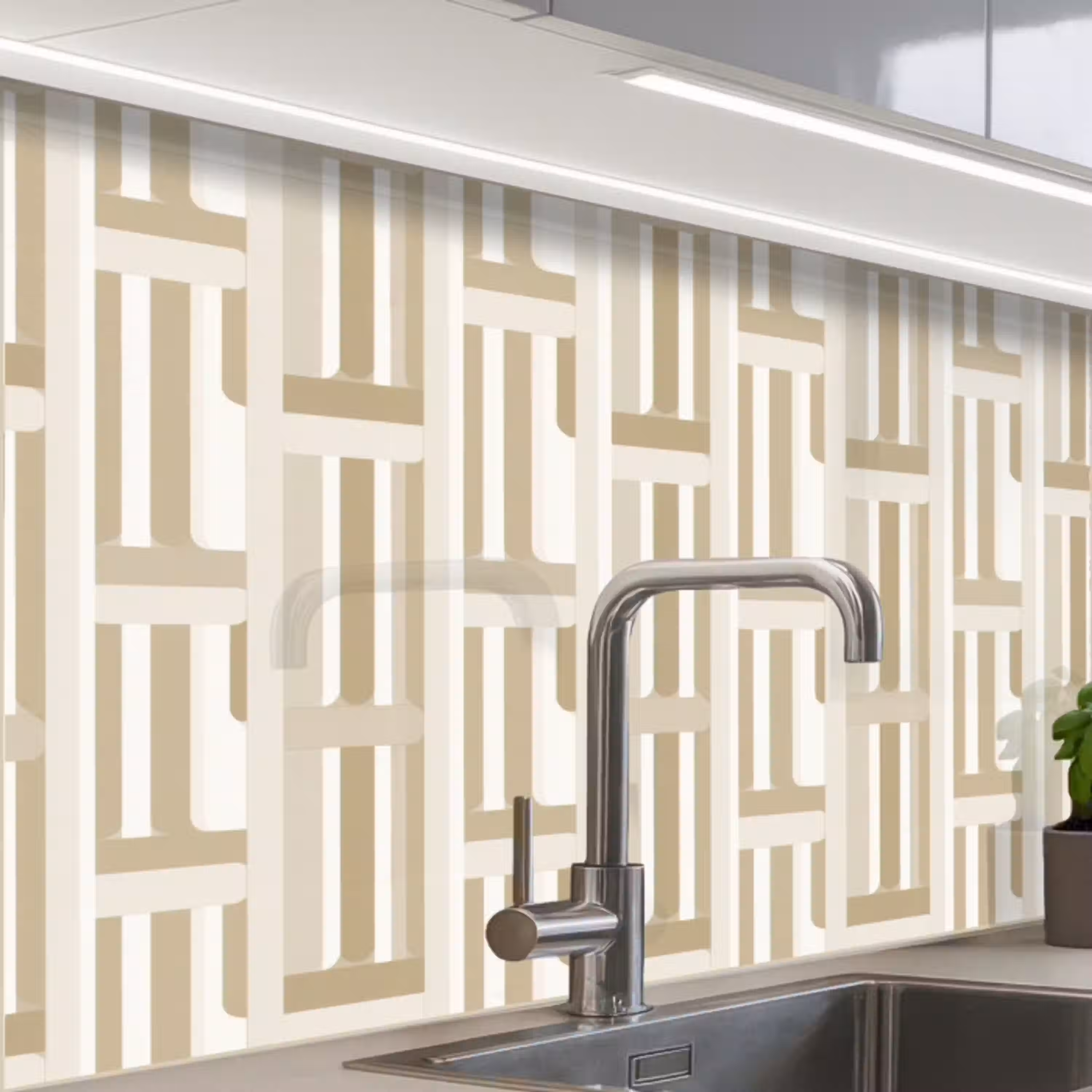 Modern - Geometrisch - Beige keuken achterwand 2 middel 865 -zzzz3d_schuin