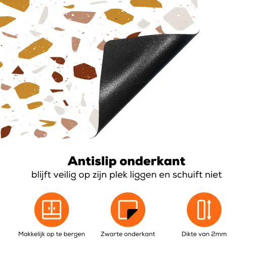 Terrazzo -  Patroon - Wit - Urban Inductie beschermer vinyl 3mm klein 276 -zzzzzzz-td-onderkant