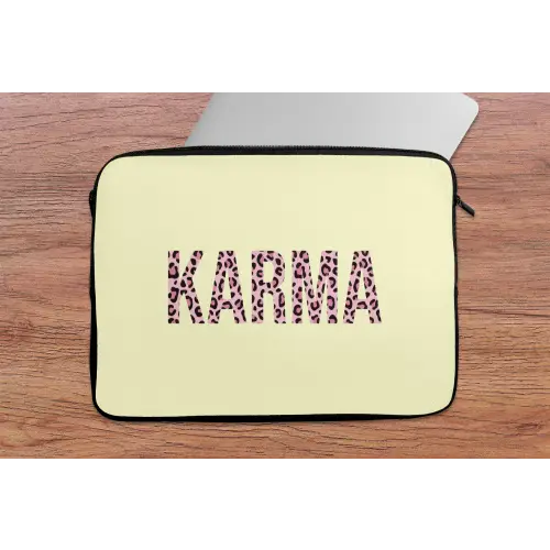 Karma - Luipaardprint - Geel laptophoes neopreen klein -tafel
