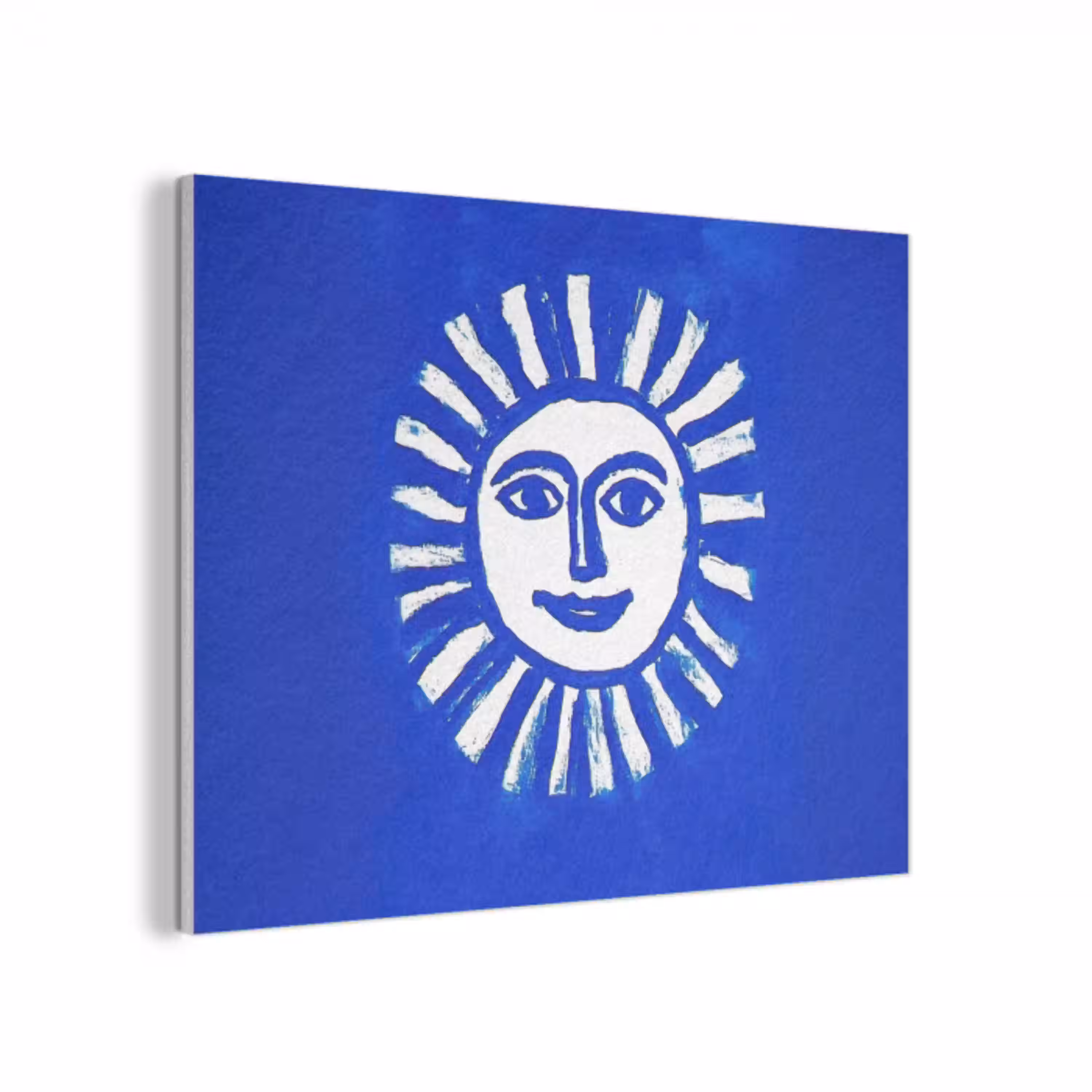 Zon - Gezicht - Penseelstructuur - Blauw PET vilt klein -3d