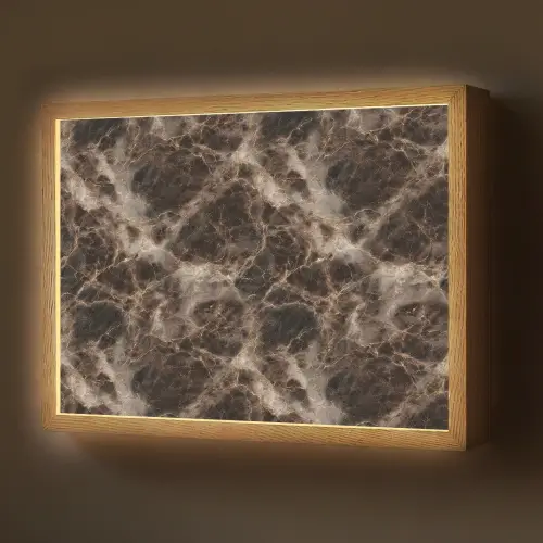 Bruin - Goud - Marmer Light Box met batterij (Wandlamp) middel 907 -z3d_website
