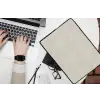 Linnen - Textuur - Beige laptophoes neopreen klein 279 -bureau