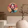 Portret - Vrouw - Abstract - Bloemen Wandcirkel plexiglas klein -sfeer1