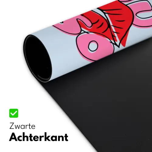 Bisou - Blauw - Roze - Lippen Muismat XXL klein -sfeer2