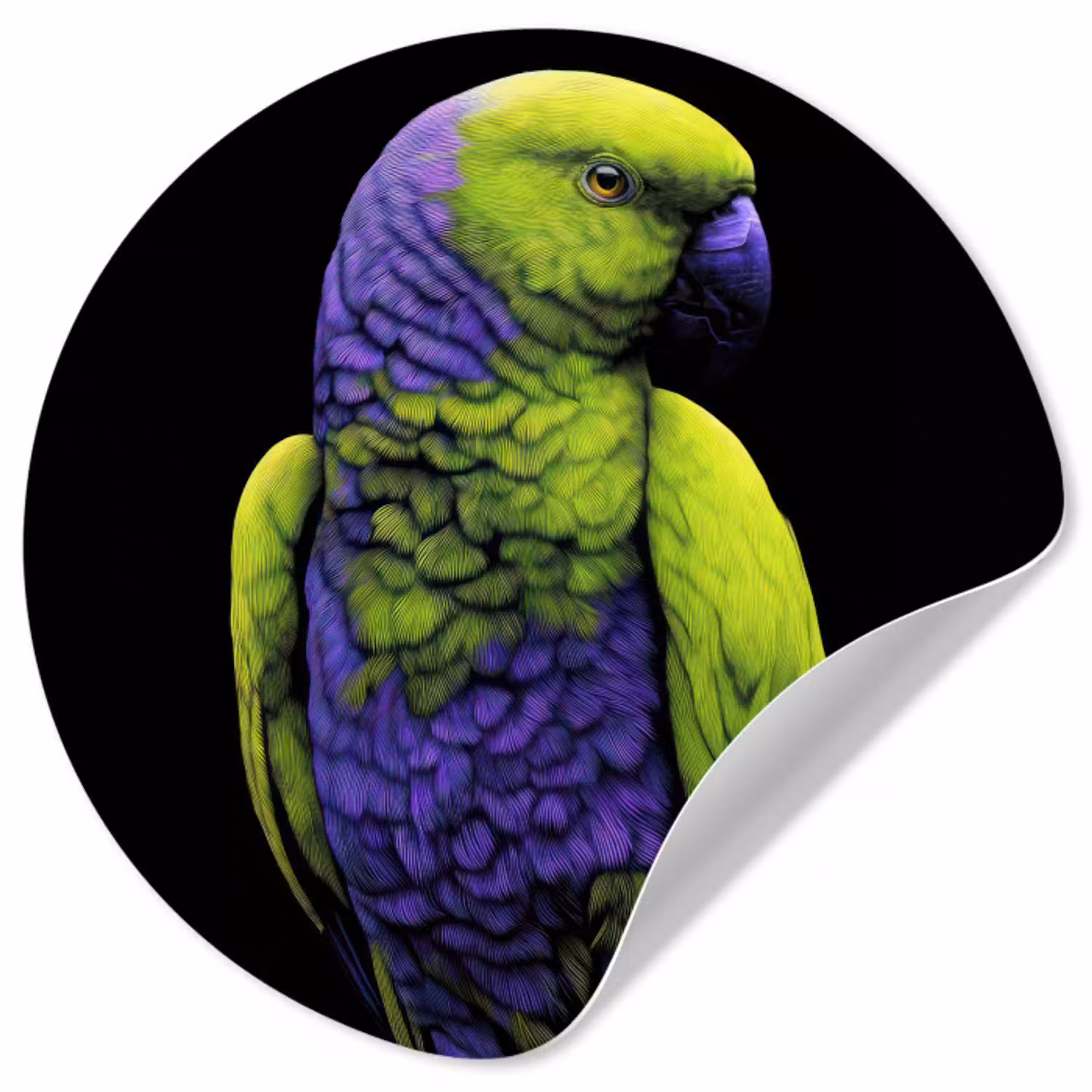 Papegaai - Veren - Opvallend - Groen Wandcirkel behangsticker klein -3d