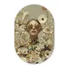 Vrouw - Bloemen - Zonnebril - Wit Wandcirkel Ovaal Forex klein -3d