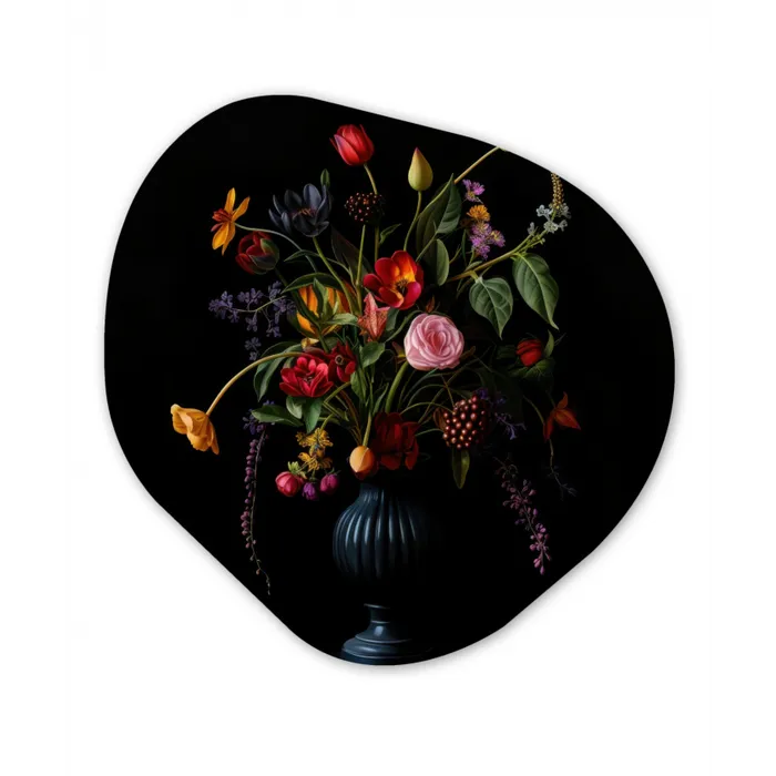 Bloemen - Bessen - Klassiek Wandcirkel Organisch Forex 3mm klein -3d