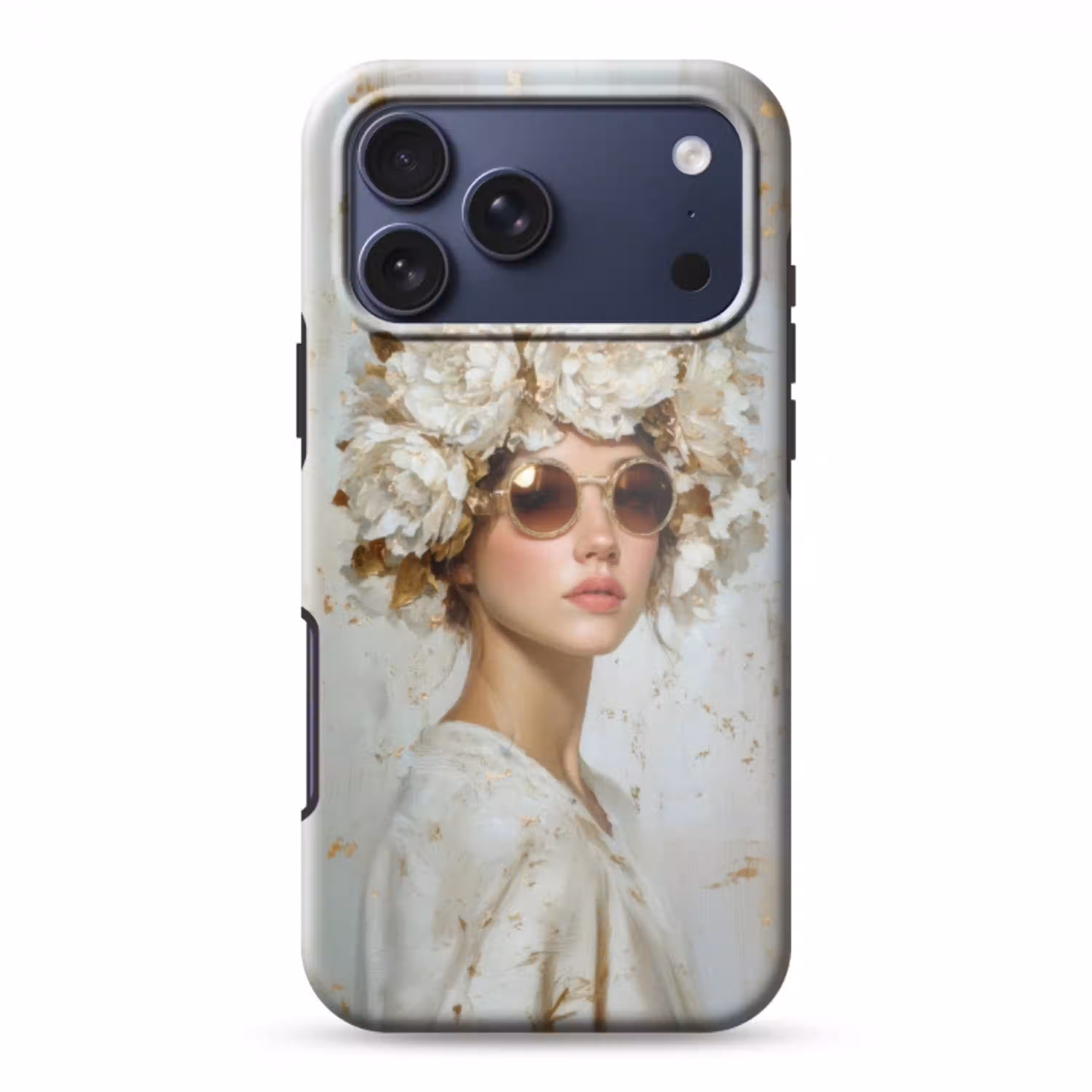 Schilderij - Vrouw - Zonnebril - Bloemenkrans Toughcase MagSafe Apple iPhone 17 Pro Max klein -3d