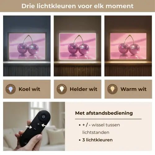 Glitter - Discobol - Roze - Kersen Light Box met batterij (Wandlamp) middel -USP_lichtkleurNL