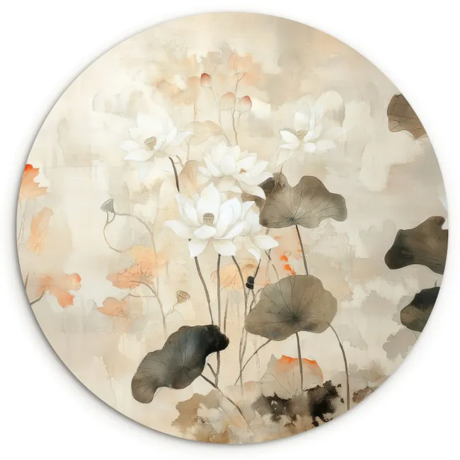 Muurcirkel - Bloemen - Japandi - Wabi sabi