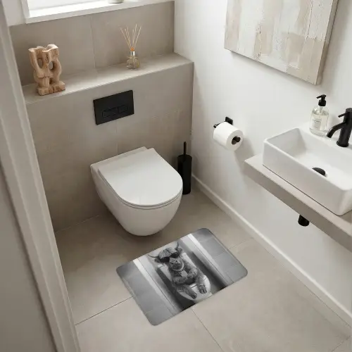 Stier - Telefoon - Toilet - Zwart - Wit WCmat klein -sfeer1