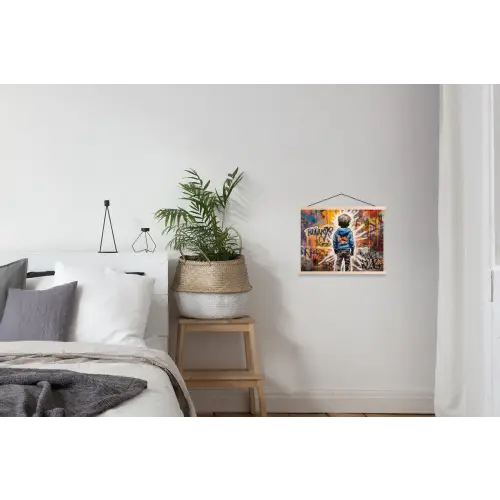 Graffiti - Jongen - Kleuren - Kunst - Street Art textielposter latten blank klein -woonkamer