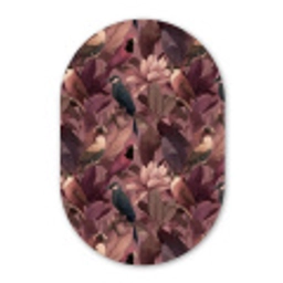 Vogels - Bladeren - Roze Wandcirkel Ovaal Aluminium middel 839 -3d