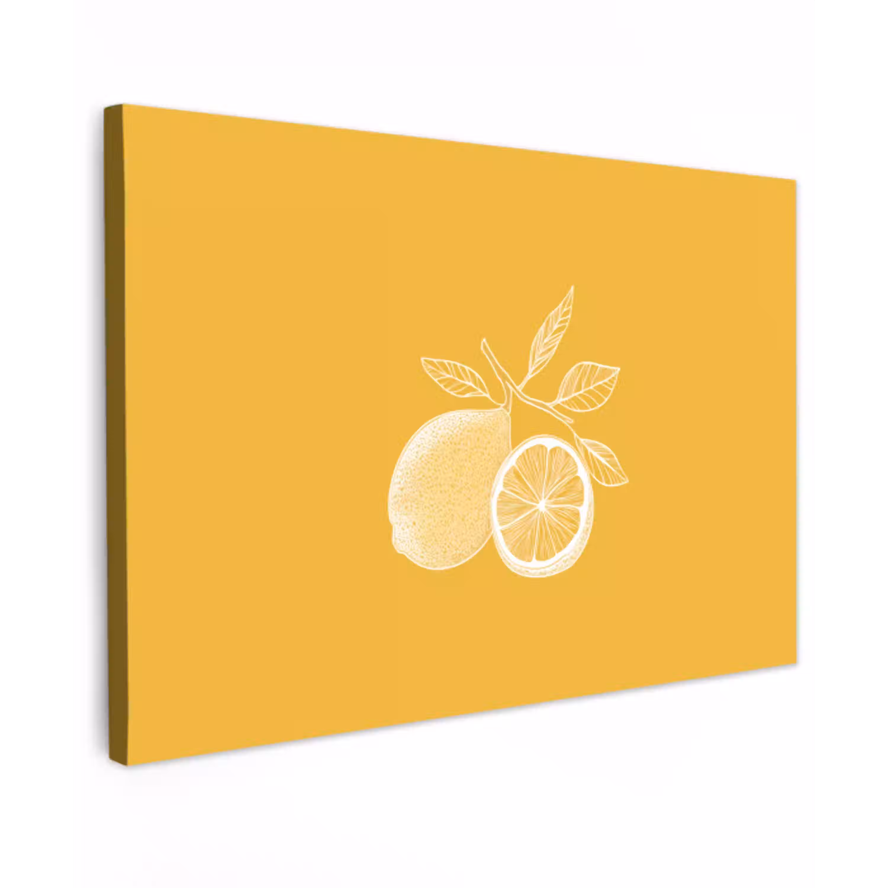 Citroenen - Illustratie - Minimalistisch - Geel Tuinposter op houten frame 2 cm dik klein -3d