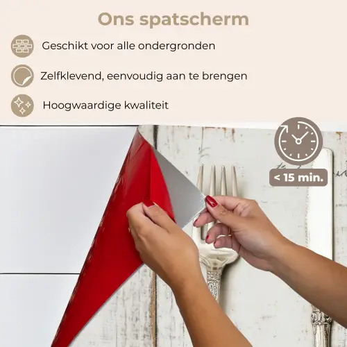 Zilver - Bestek - Hout keuken achterwand spatscherm klein -spatscherm_NL