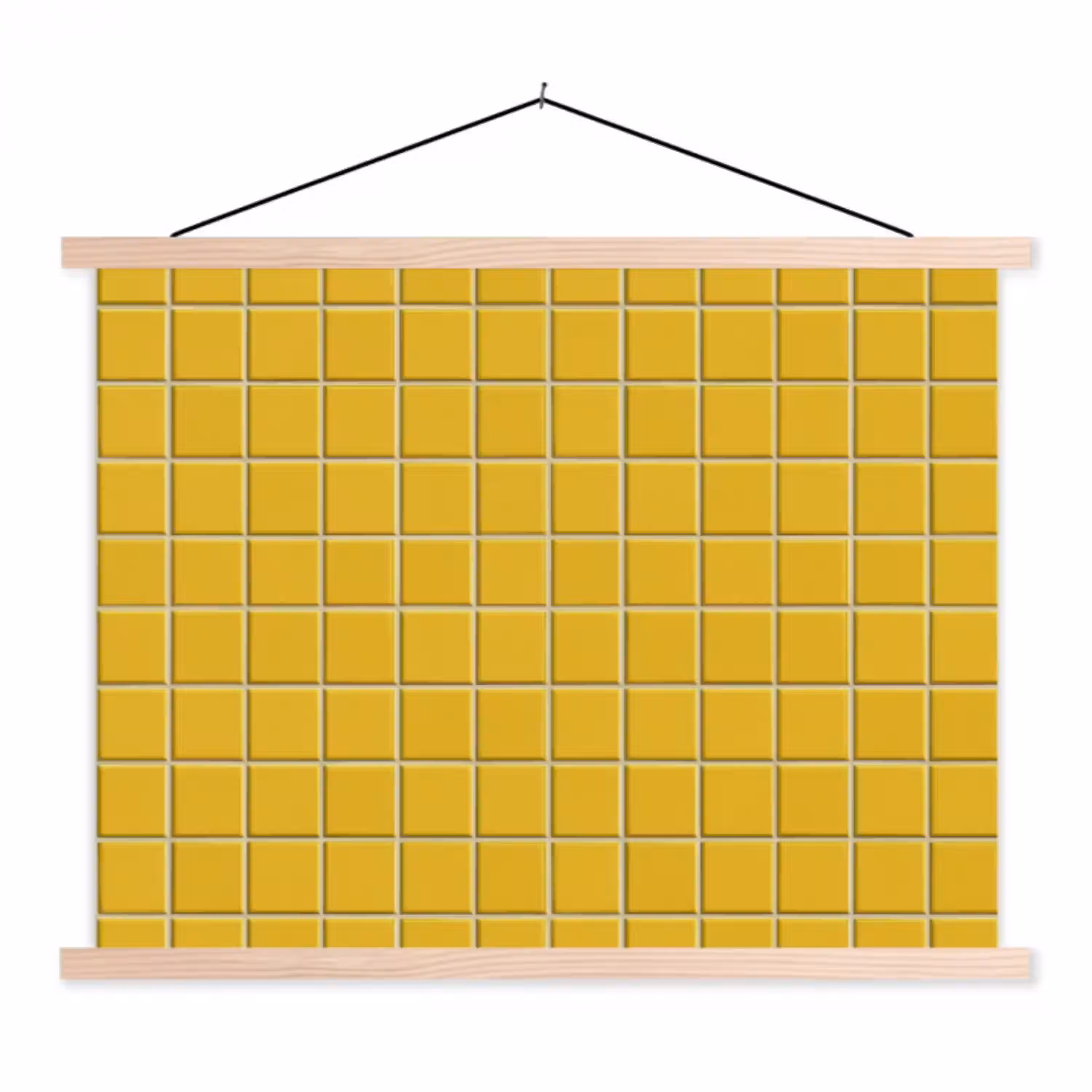 Patroon - Tegel - Okergeel textielposter latten blank klein 122 -3d