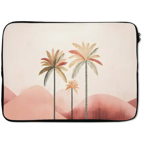 Palmbomen - Heuvels - Minimalistisch - Zachtroze laptophoes neopreen klein -zkaufland3dotto