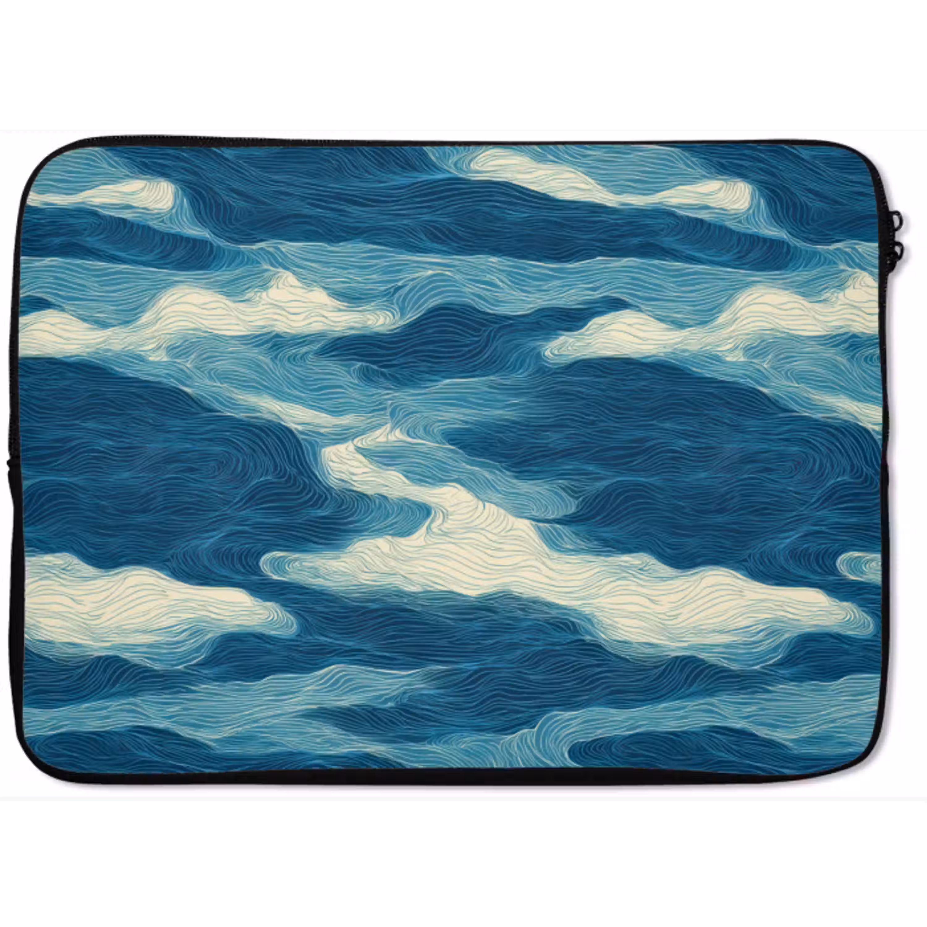 Golven - Abstract - Patroon - Blauw - Wit laptophoes neopreen klein 279 -zkaufland3dotto