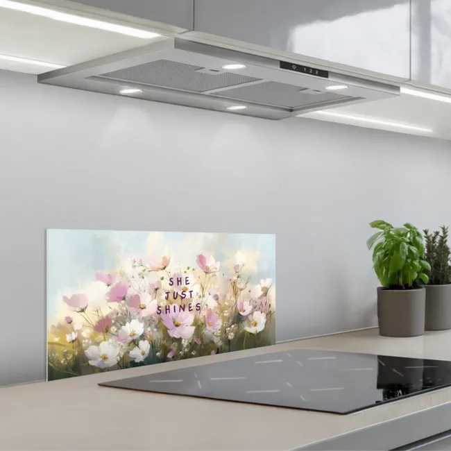 Quote - Bloemen - Schilderachtig keuken achterwand spatscherm klein -3d_schuin
