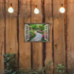Doorkijk - Bloemen - Tuinpad - Natuur - Raam tuinposter los doek klein -sfeer1
