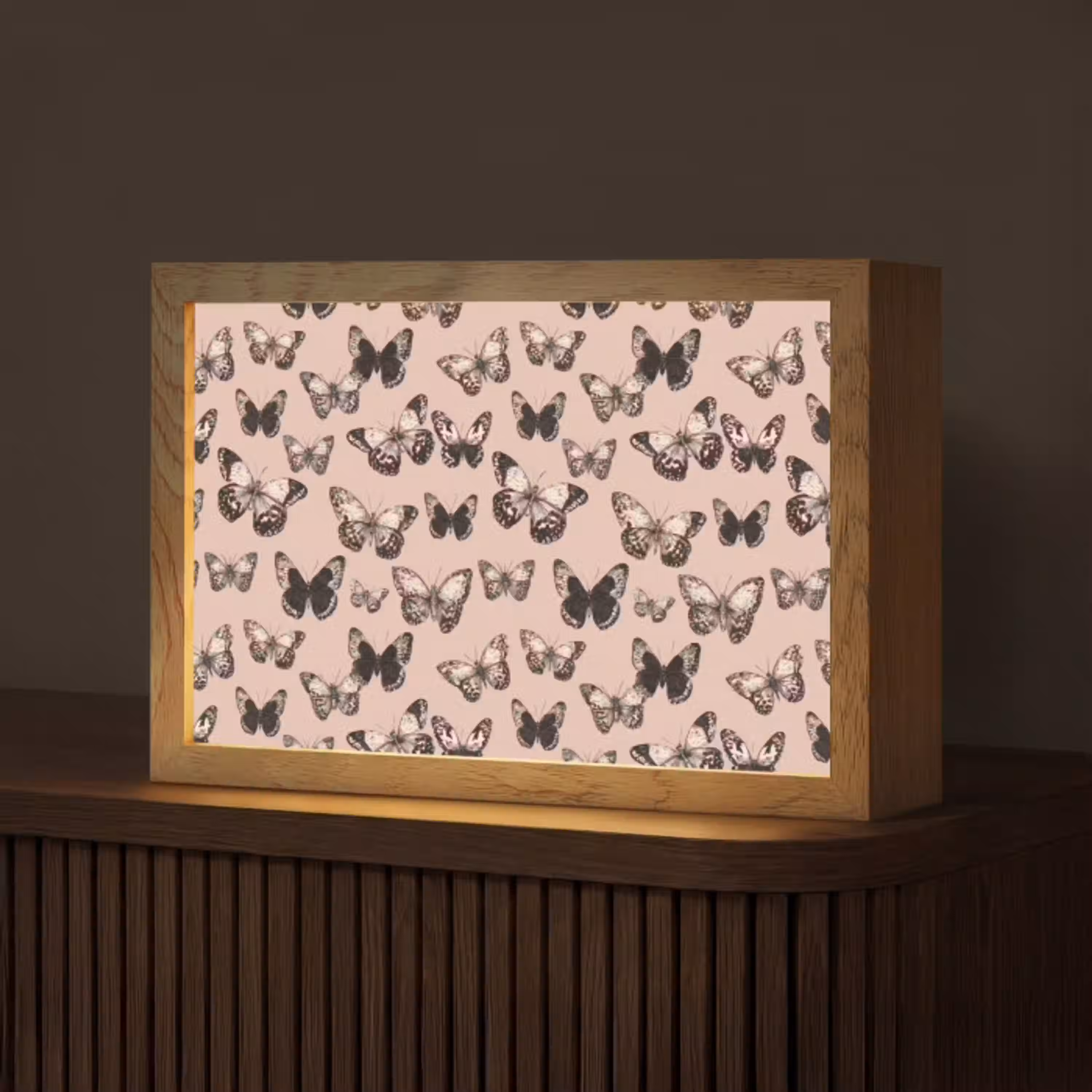 Tijdloos - Vlinders - Perzik Light Box met kabel (Tafellamp) klein 924 -z3d_website