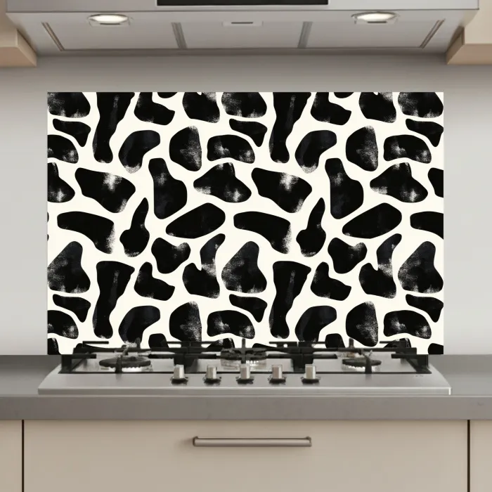 Dierenpatroon - Vlekken - Zwart - Wit keuken achterwand spatscherm klein 900 -3d_website