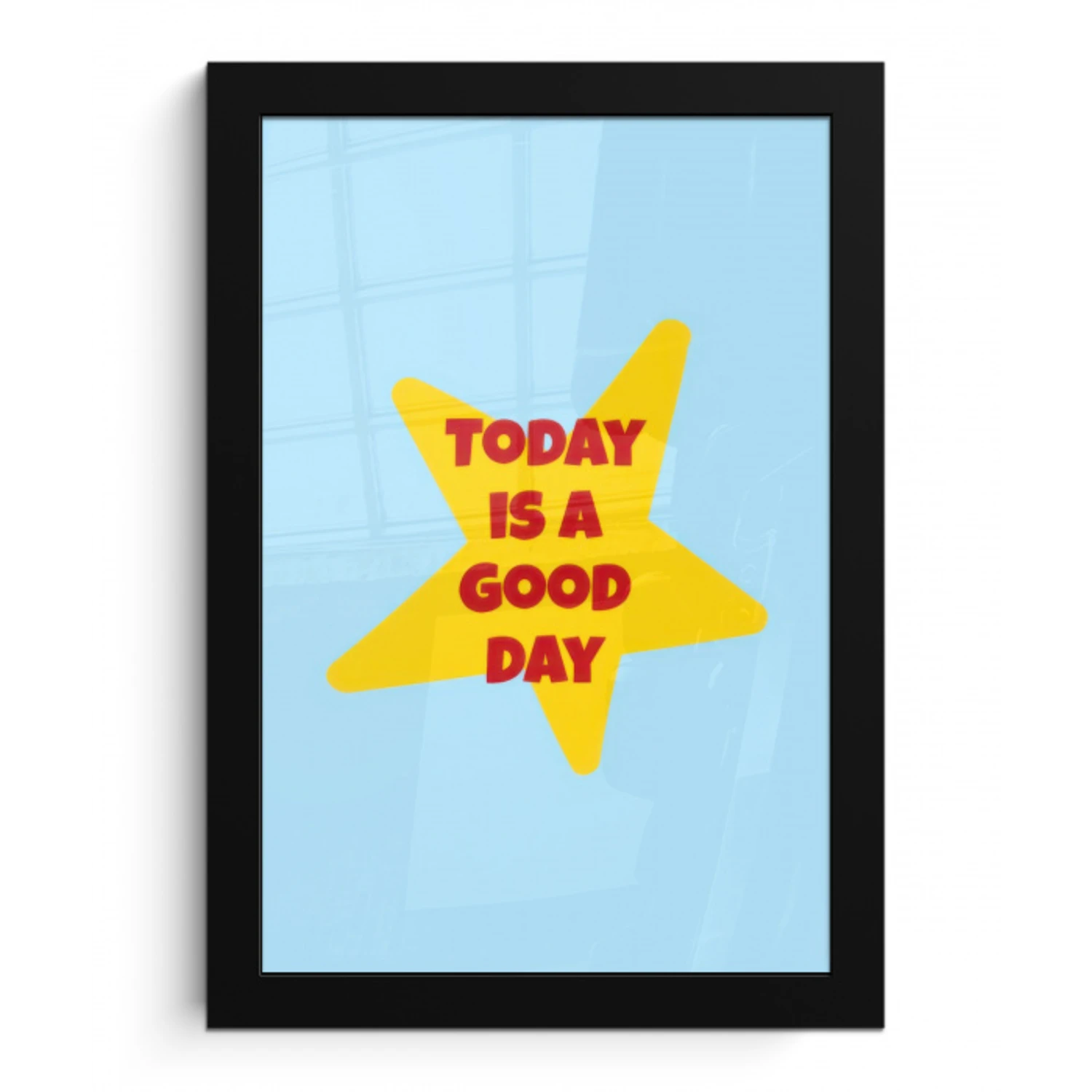 Ster - Today is a good day - Blauw fotolijst zwart zonder passe partout klein -3d