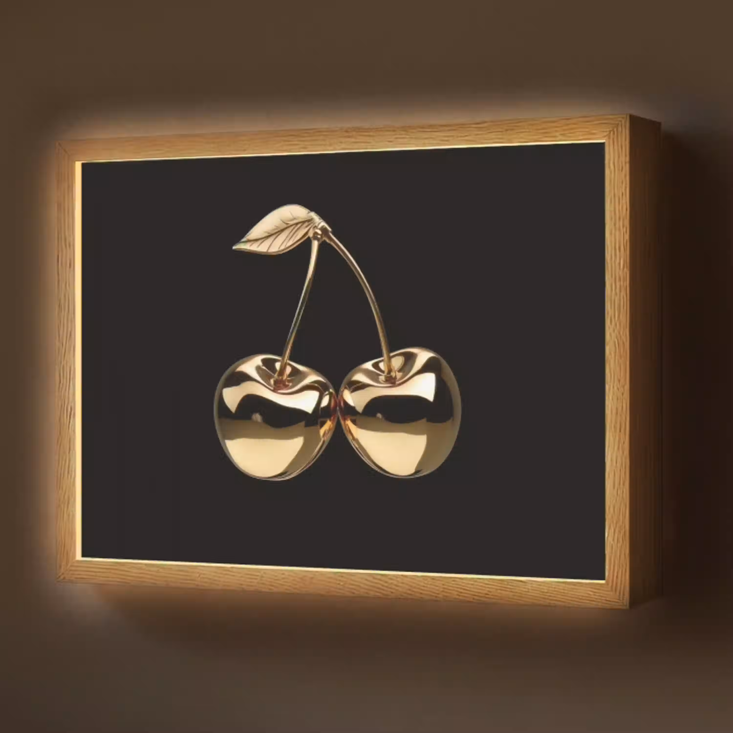 Kersen - Zwart - Goud - Chrome Light Box met batterij (Wandlamp) middel -z3d_website