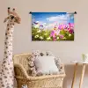 Bloemen - Wei - Paars - Gras - Wit - Wolken - Blauw Wandkleed katoen klein -wsfeer5_kind
