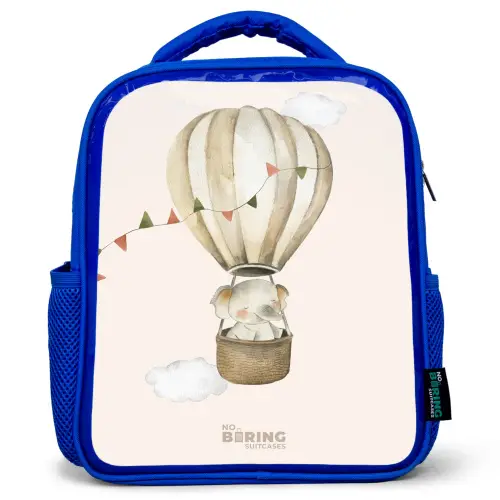 Olifant in een luchtballon Kinderrugzak - Blauw middel -3d