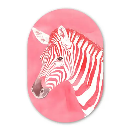 Zebra - Pink - Verf Wandcirkel Ovaal Forex klein -3d