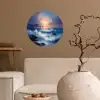 Golven - Zee - Kleurrijk - Rotsen Wandcirkel behangsticker klein -sfeer1