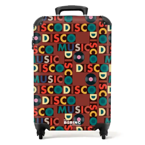 Retro disco 70s tekst patroon kleurrijk NBS - Handbagage koffer - Kinderen Unisex middel -productfoto_recht