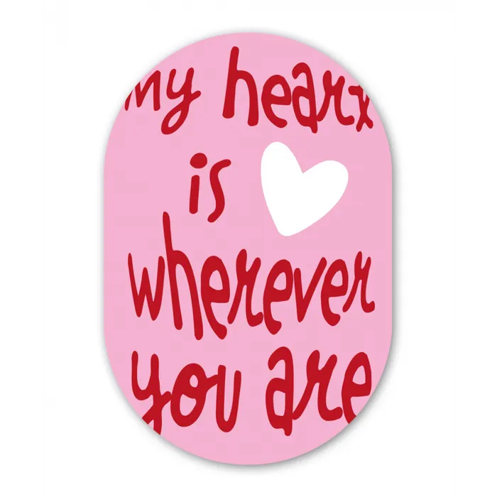 Valentijn - Hart - Liefde - Roze Wandcirkel Ovaal Glas middel -3d