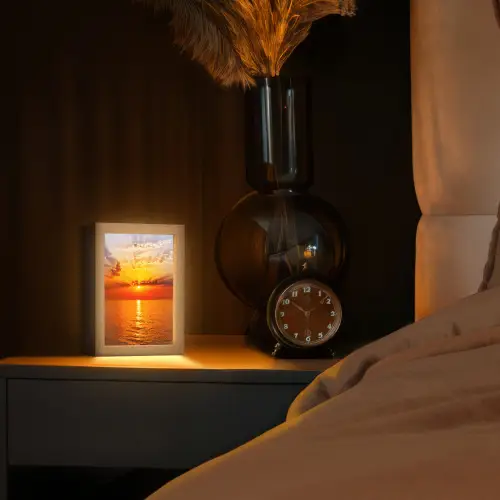 Zonsondergang - Zee - Lucht - Oranje - Horizon - Water Light Box met kabel (Tafellamp) klein -sfeer1
