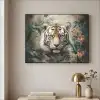 Tijger - Vlinders - Dieren - Jungle - Bloemen Textielframe zwart klein -sfeer2