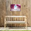 Zee - Roze - Bloemen - Poort Tuinposter op houten frame 2 cm dik klein -sfeer4