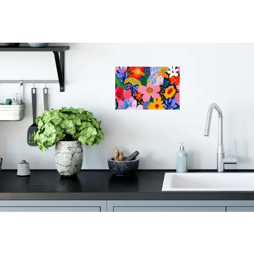 Kleurrijk - Bloemen - Abstract - Stippen Muursticker klein -keuken