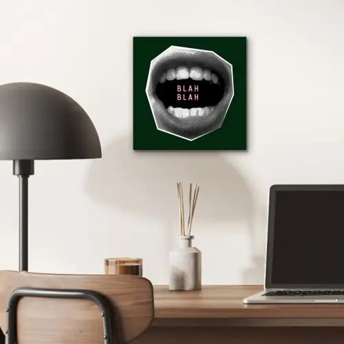 Mond - Groen - Illustratie - BLAH BLAH aluminium wit klein -sfeer5