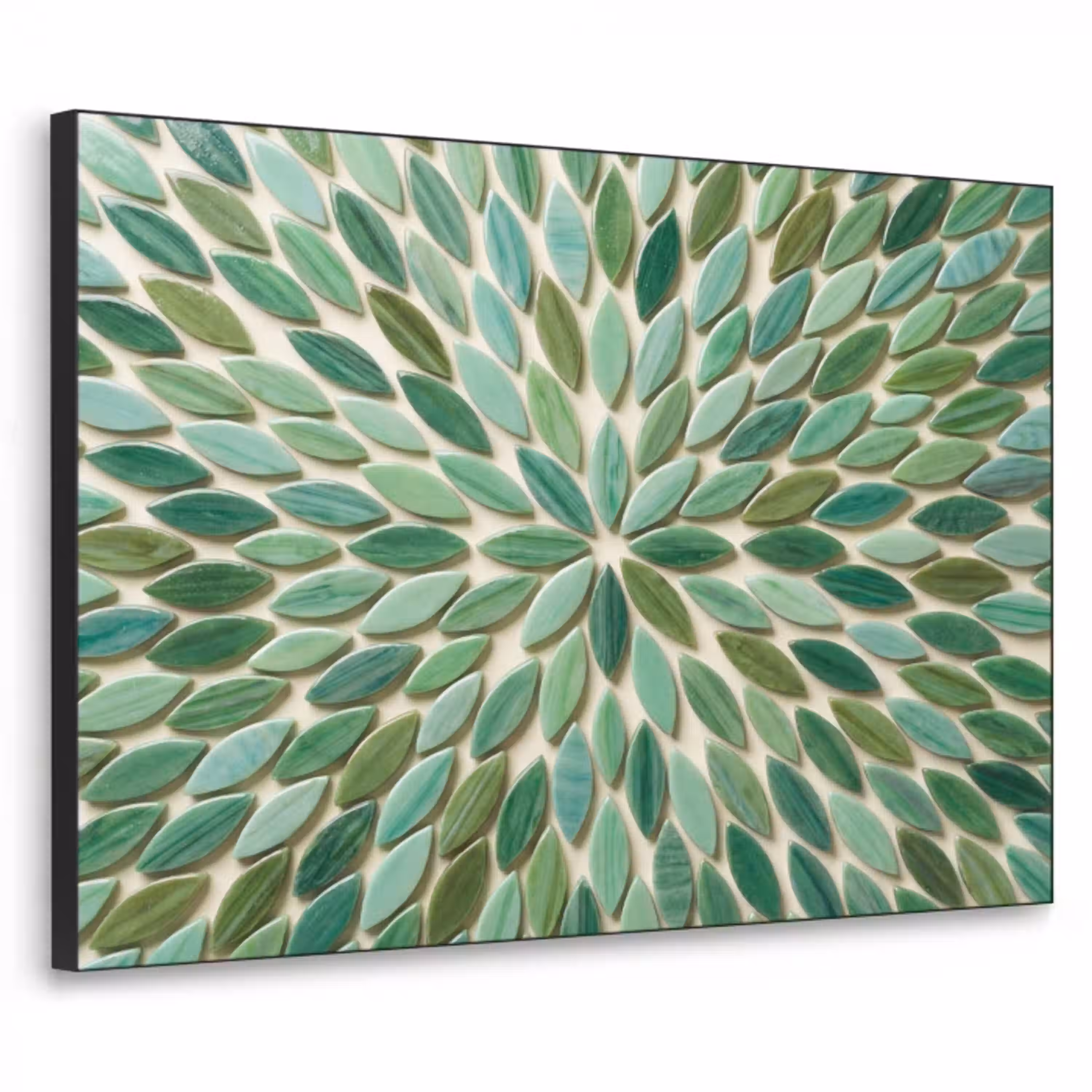 Patroon - Blad - Groen - Abstract Textielframe zwart klein -3d