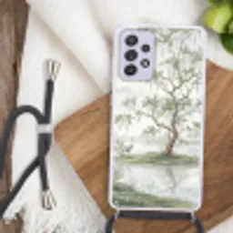 Reiger - Landschap - Groen Hoesje Samsung Galaxy A52 5G met koord klein -sfeer4