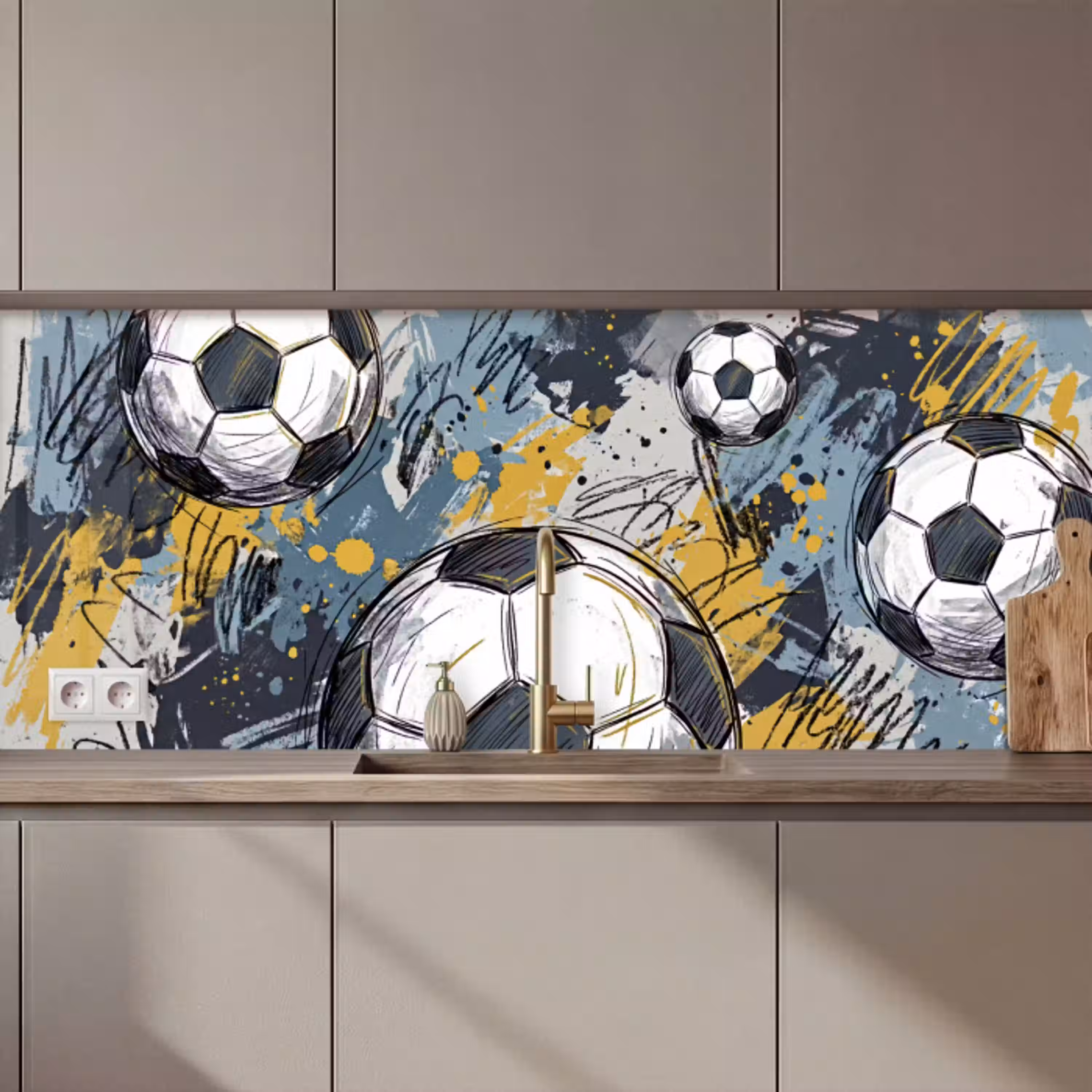 Voetbal - Abstract - Sport - Kleurrijk keuken achterwand 2 middel zz_3dshopping