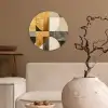Abstract - Goud - Grijs - Vormen - Geometrisch Wandcirkel kunststof plaat 5mm dik klein -sfeer1