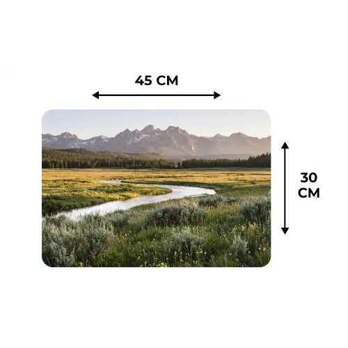 Berglandschap - Rivier - Bos Placemat vinyl groot -specs