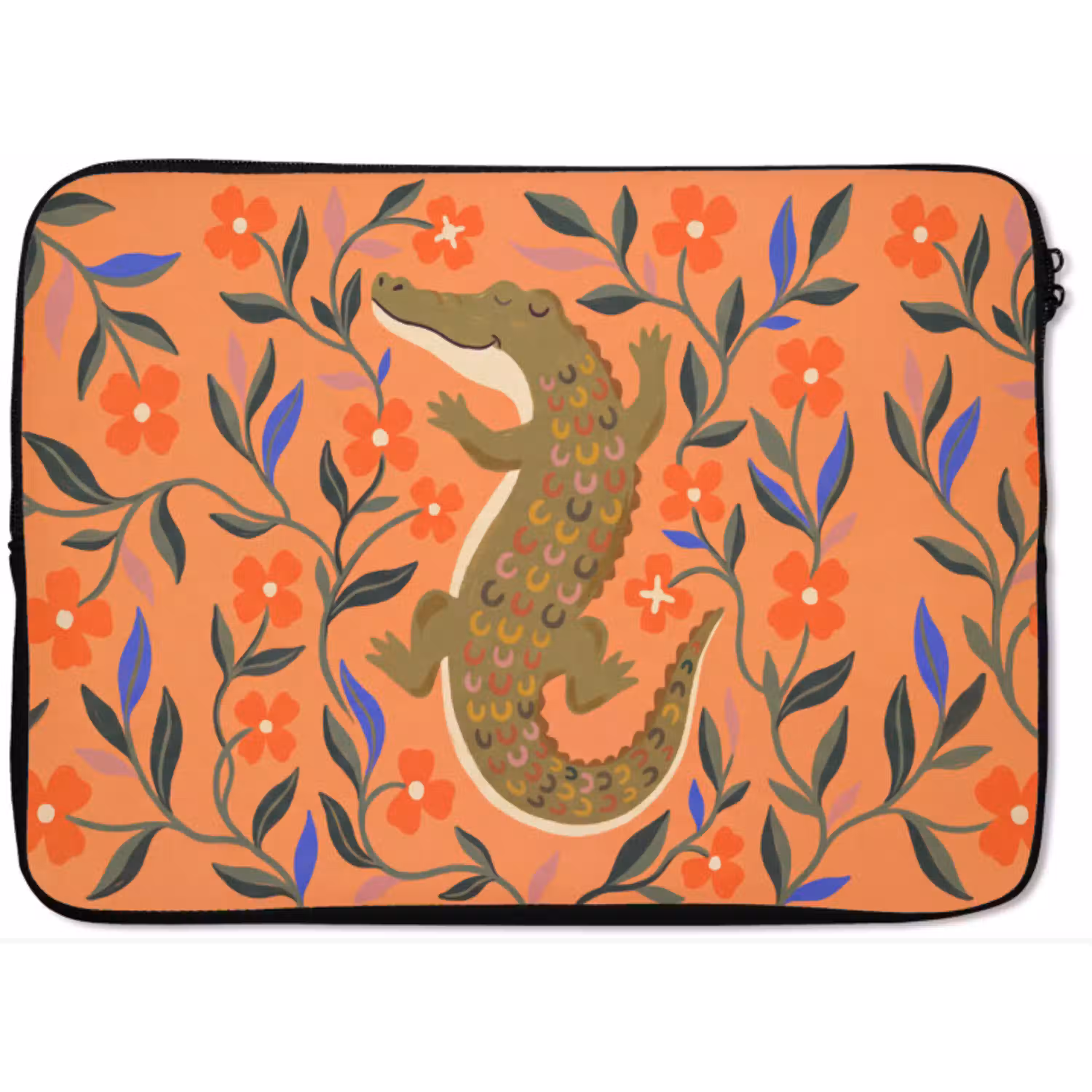 Dieren - Bloemen - Oranje - Illustratie - Natuur laptophoes neopreen klein -zkaufland3dotto