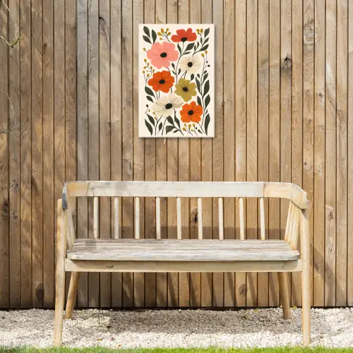Veldbloemen - Stengels - Blaadjes - Groen Tuinposter op houten frame 2 cm dik klein -sfeer4