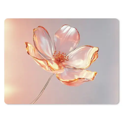 Glazen - Bloem - Roze muismat rubber klein -3d